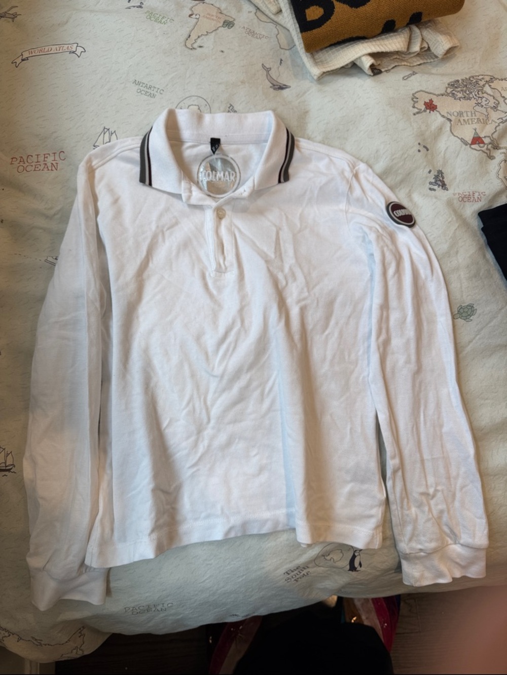 COLMAR White Long-Sleeve Polo with Black Trim